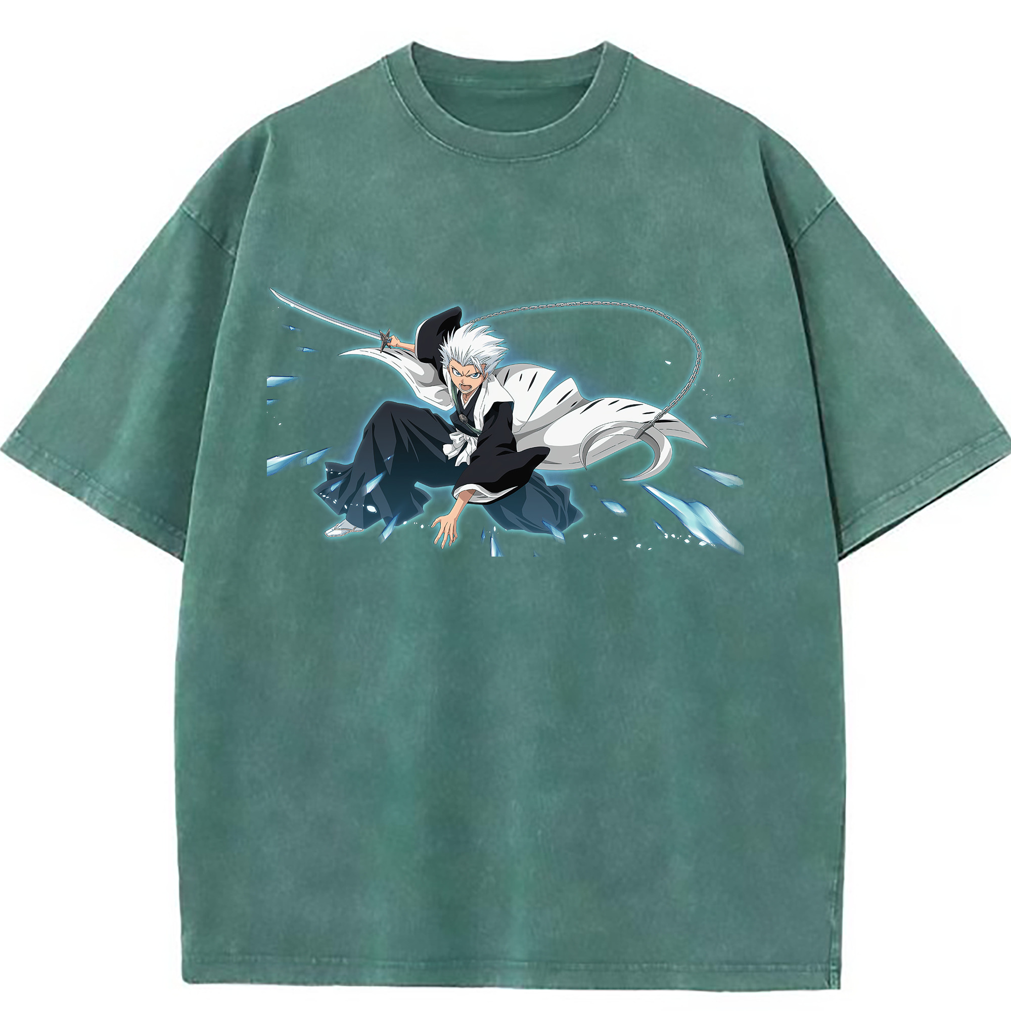 （画像用） ブリーチ 日番谷冬獅郎（ひつがや とうしろう） BLEACH Hitsugaya Toushirou 綿100% ヴィンテージ風 半袖Tシャツ（フロントプリント）